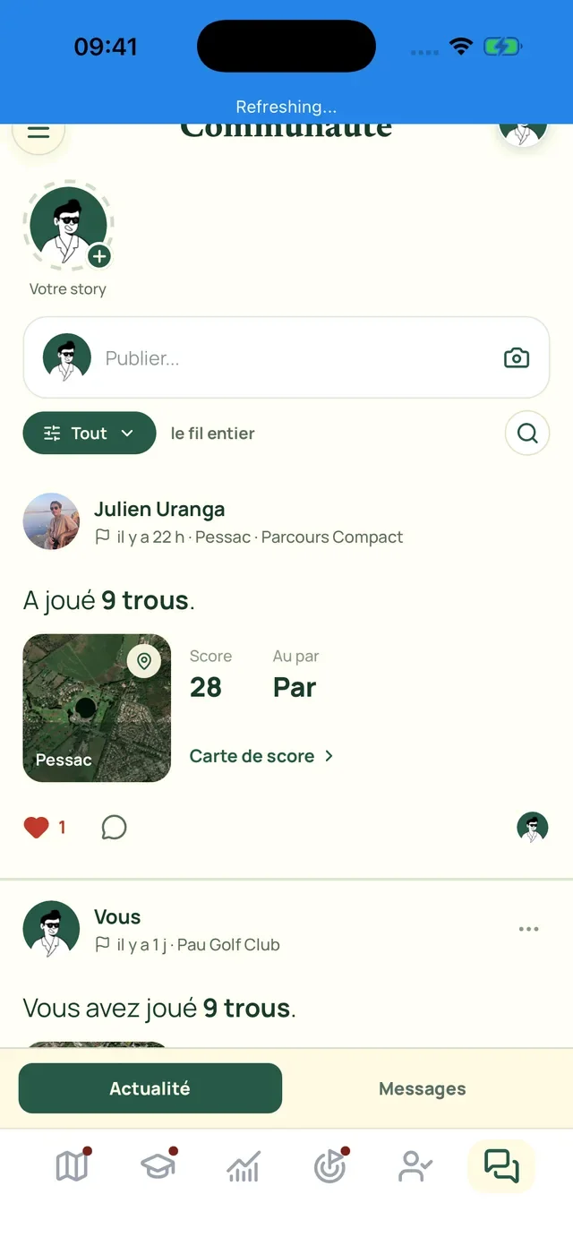 L'écran Communauté de l'application