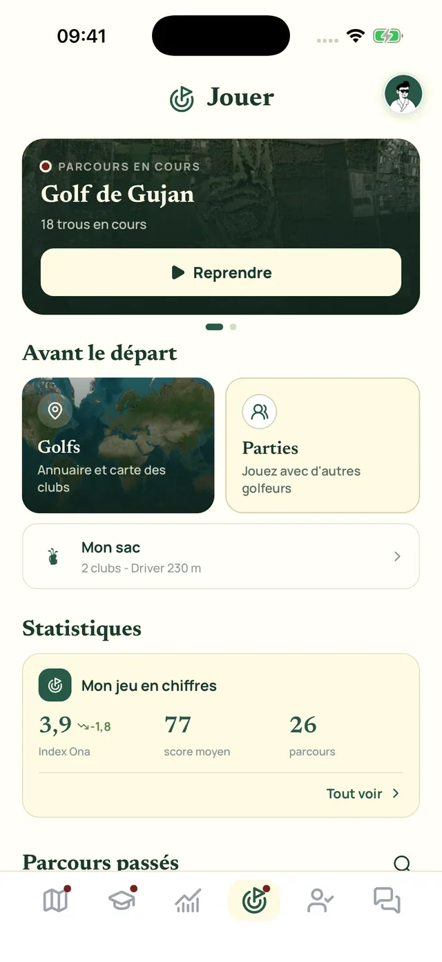 L'écran Jouer de l'application